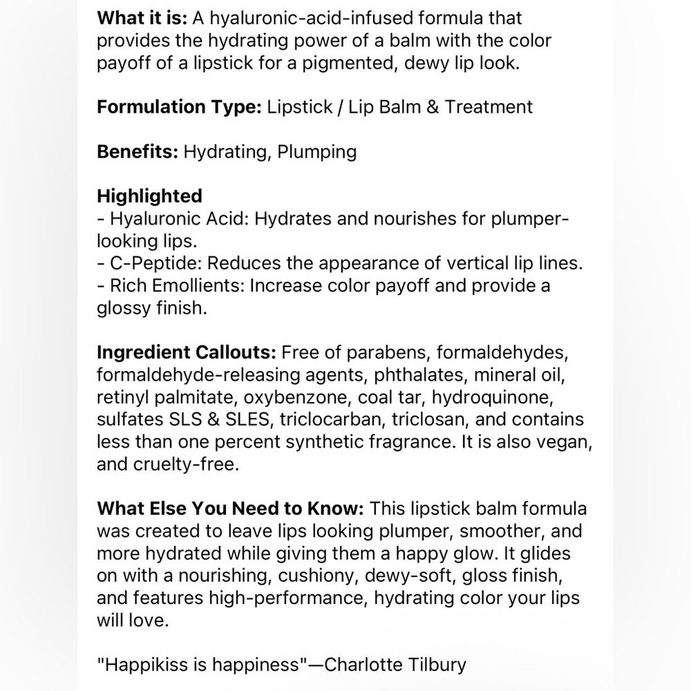 🌹 CHARLOTTE TILBURY Hyaluronic + Happikiss Colour Balm - Happipetal - Picture 7 of 7